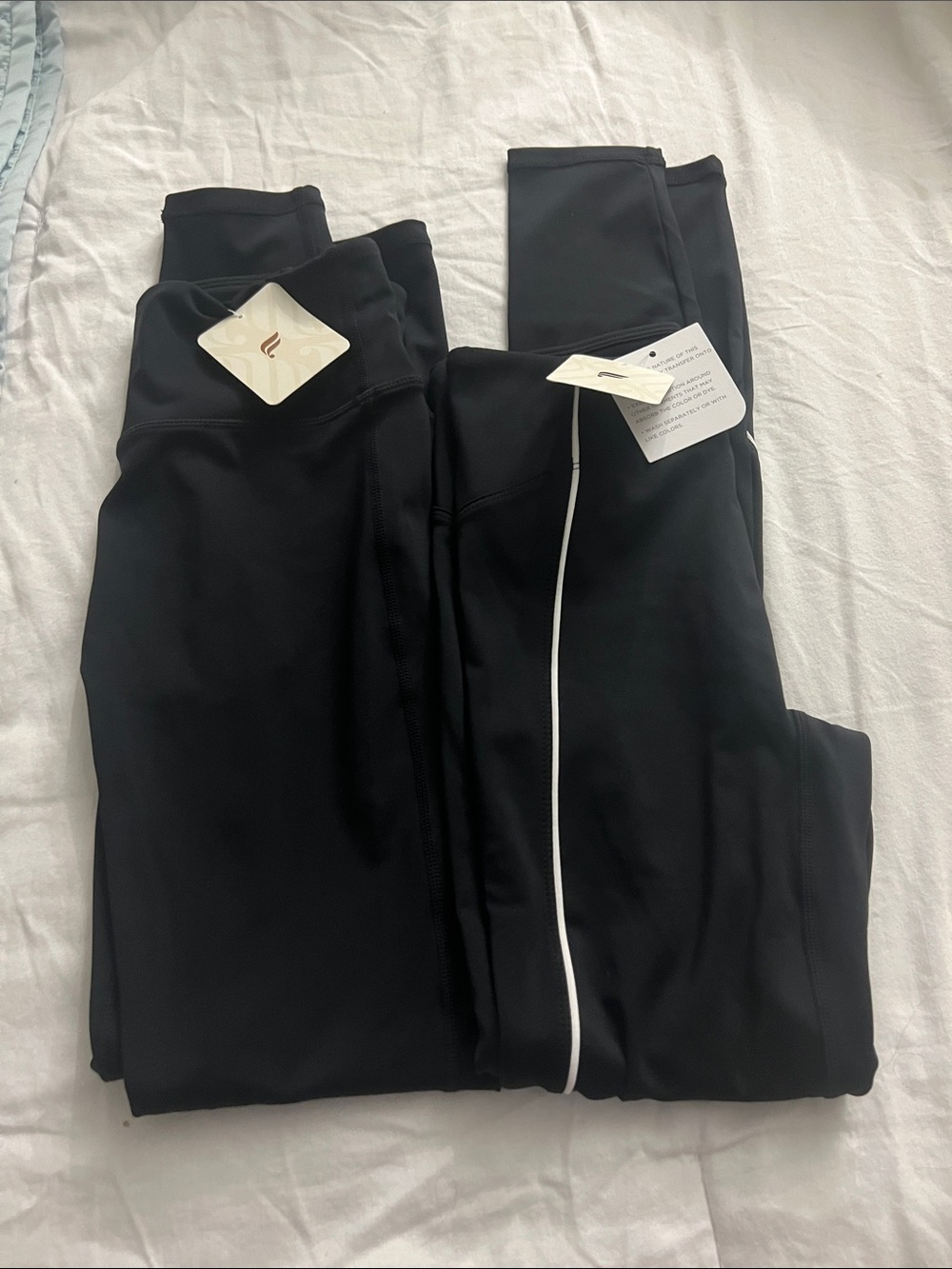 Pair of Black Active Leggings with Reflective Trim - Brand: